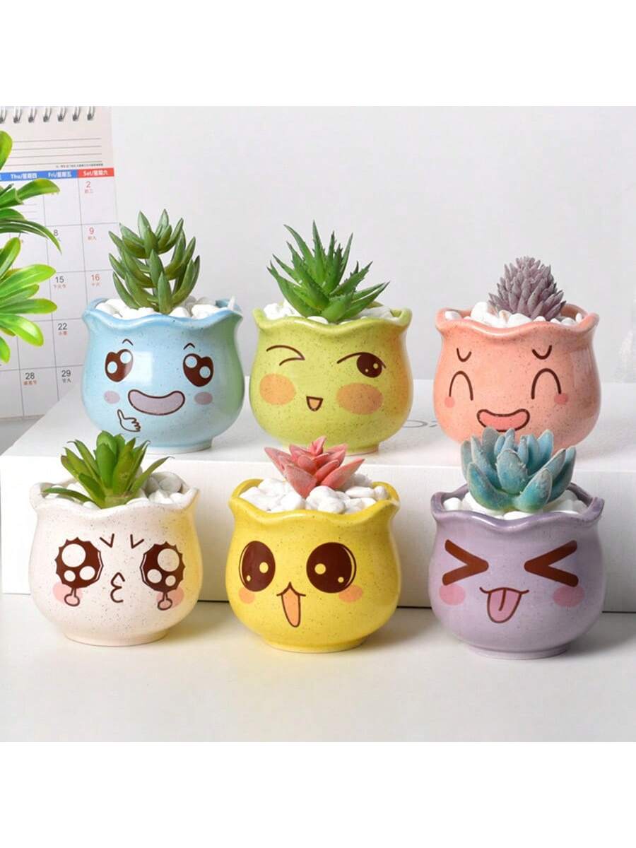 6pcs/set Cartoon Cute Ceramic  - огляд і ціна Echeveria Succulent